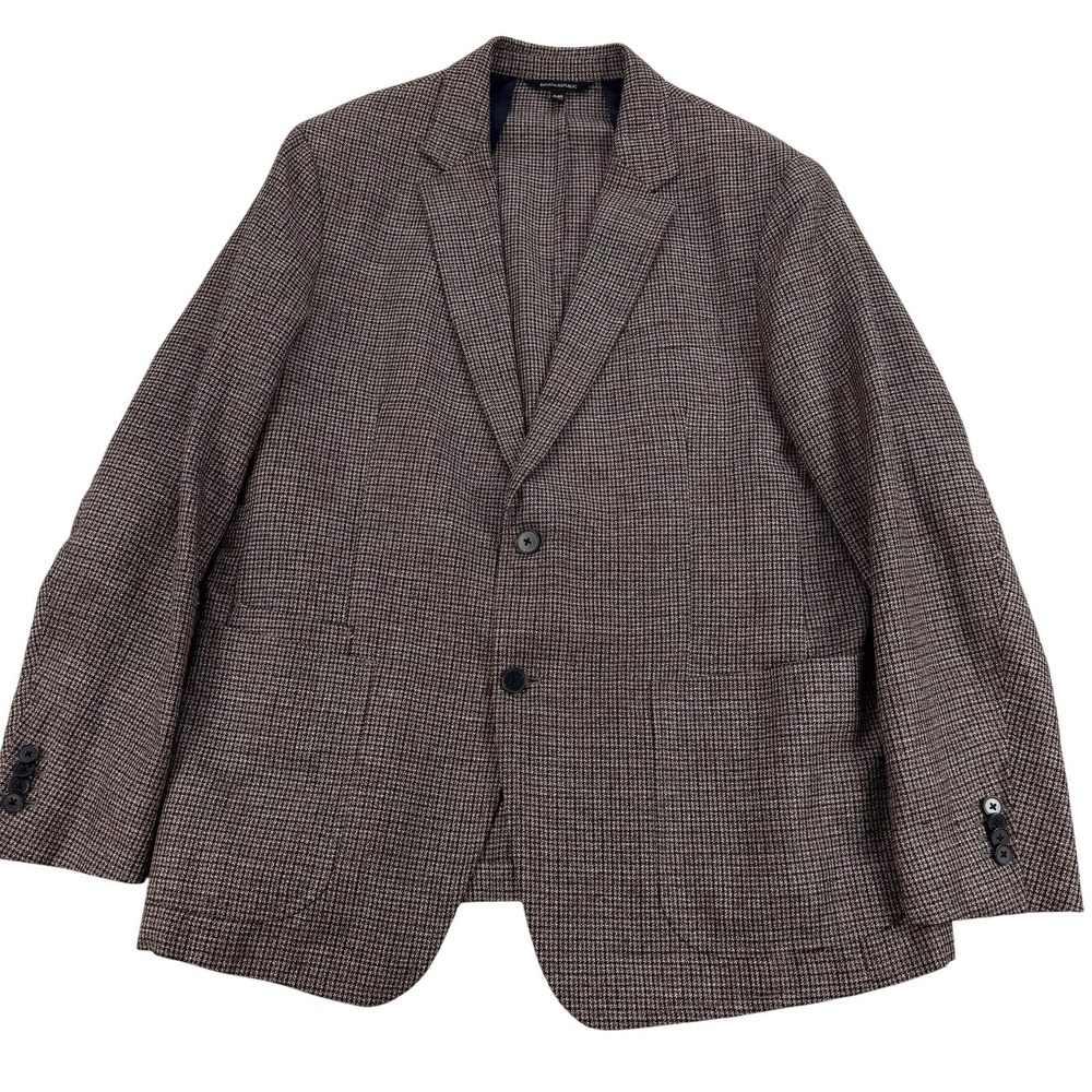 Banana Republic Blazer Mens 44R Brown Check Linen Cotton Tweed Sport Coat Jacket